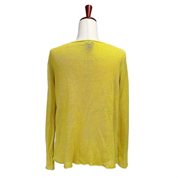 Eileen Fisher Medium Top 100% Linen Shirt Blouse Yellow Pullover Lagenlook Knit - Picture 5 of 11